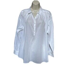 Nili Lotan Size M Sheer Oversize Pleated Blouse 100% Cotton Super Light